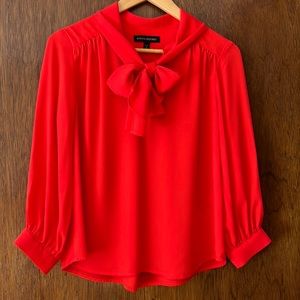 Banana Republic Burnt Orange L/S Tie Front Blouse PETITE